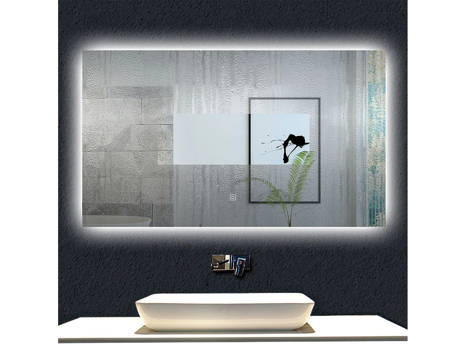 AICA Espejo de baño con luz LED,100 x 60 cm,luz led+ antivaho+ brillo ajustable+ función de memoria agapada