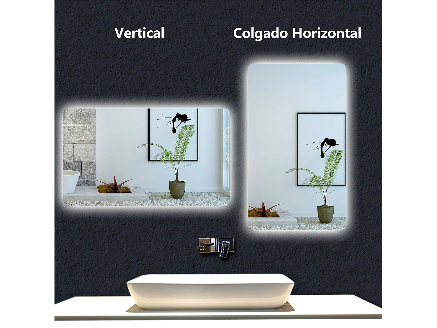 AICA Espejo de baño con luz LED,100 x 80 cm,luz led+ brillo ajustable+ función de menmoria agapada