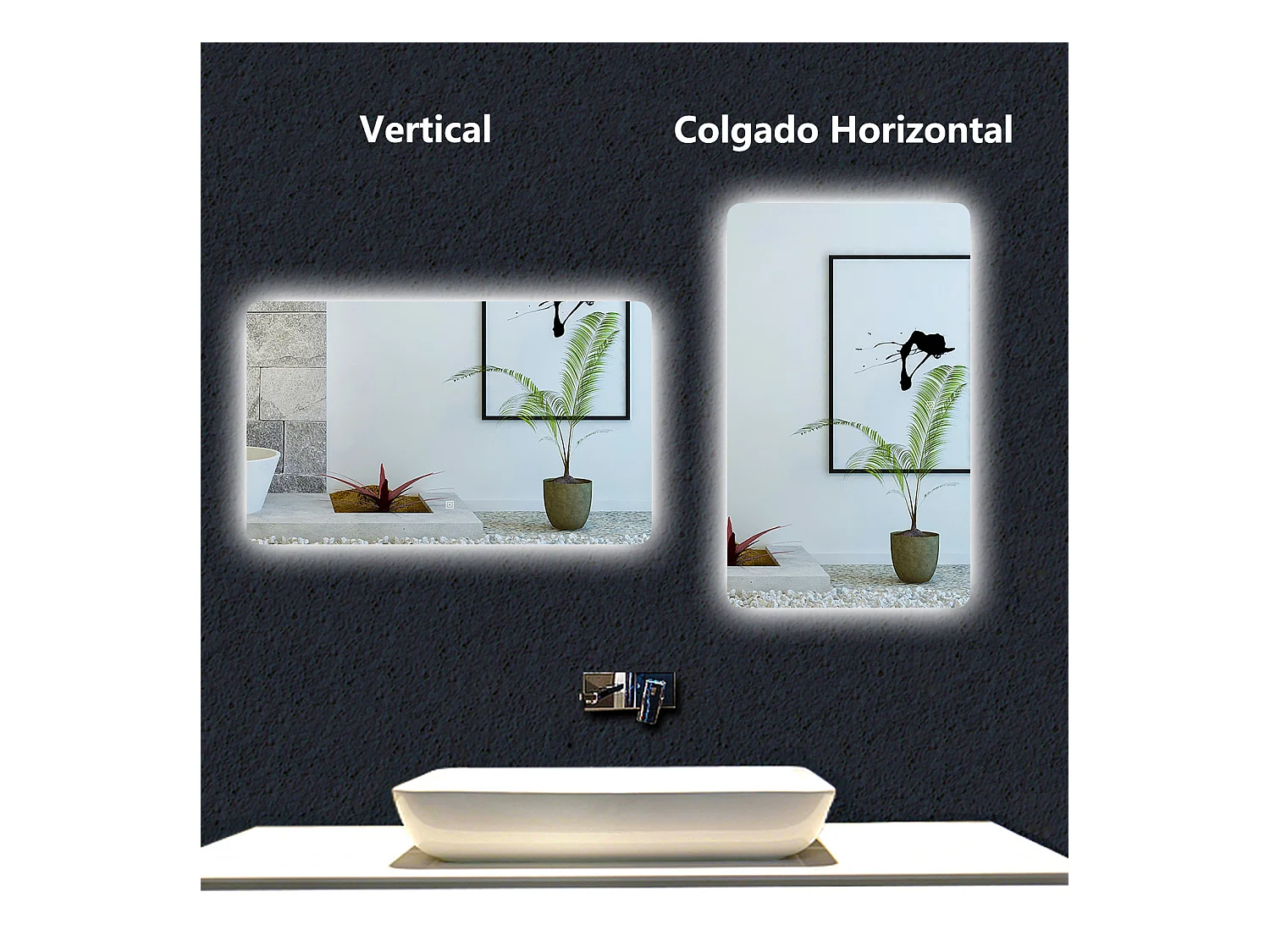 AICA Espejo de baño con luz LED,100 x 60 cm,luz led+ brillo ajustable+ función de menmoria agapada