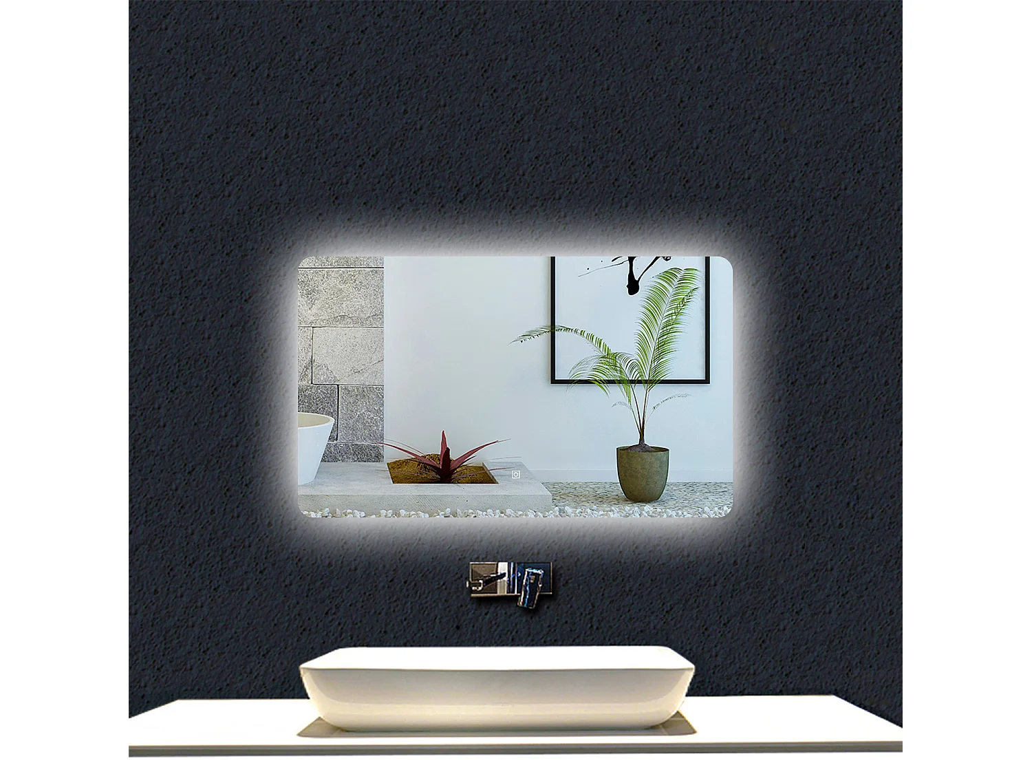 AICA Espejo de baño con luz LED,100 x 60 cm,luz led+ brillo ajustable+ función de memoria agapada