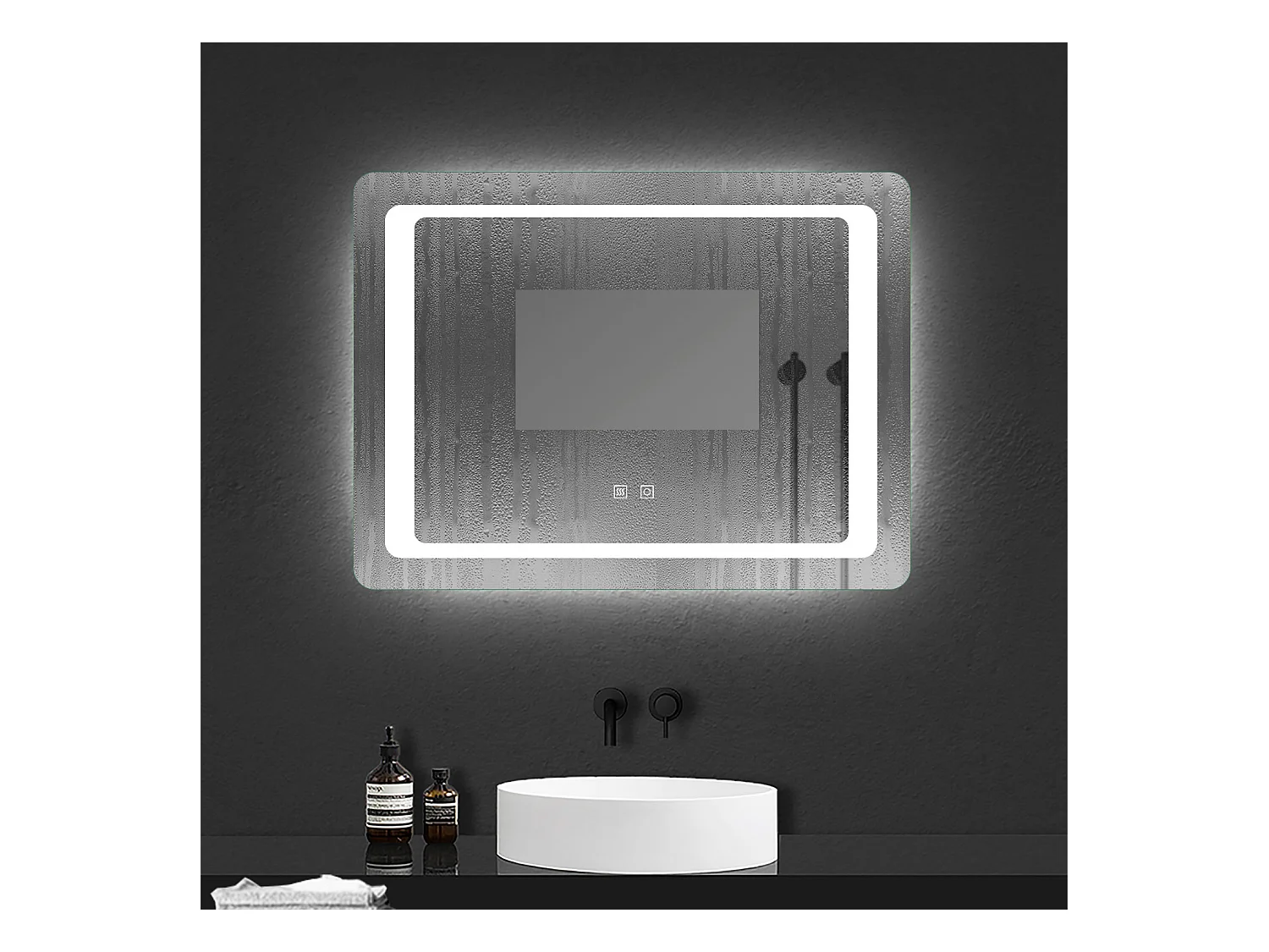 Espejo de baño con Led,100 x 70 cm, luz blanca, rectangular, Con función antivaho, memoria agapada, brillo ajustable.