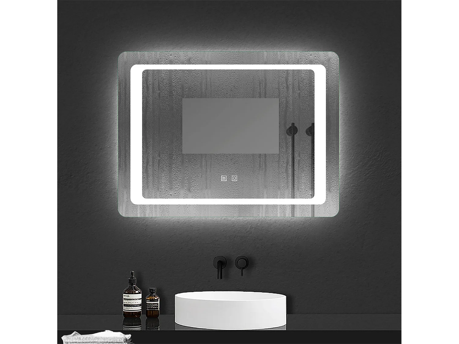Espejo de baño con Led,100 x 70 cm, luz blanca, rectangular, Con función antivaho, memoria agapada, brillo ajustable.