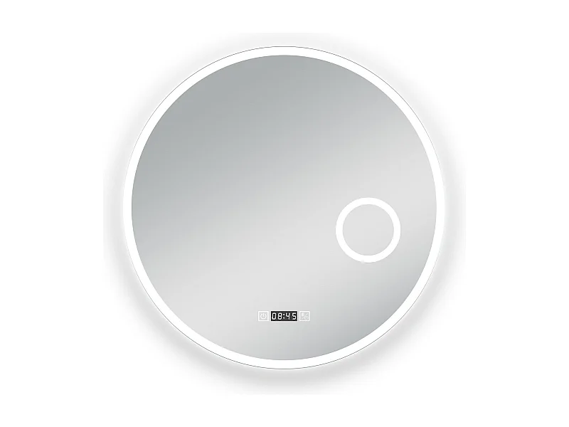 Espejo de baño con Led,70 x 70 cm, Luz led con tres colores,Con función antivaho, bluetooth , reloj digital.