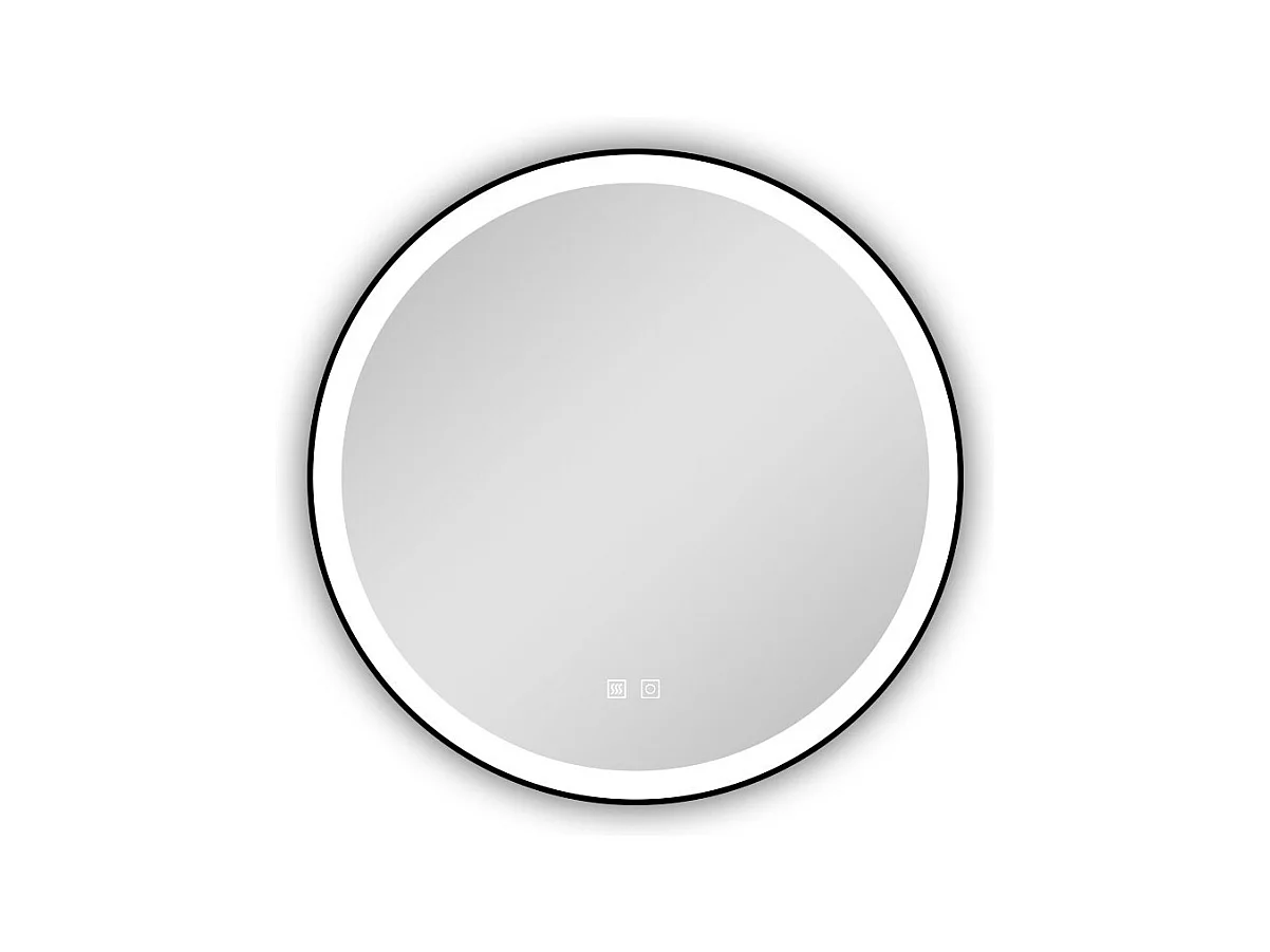 Espejo de baño con Led,70 x 70 cm, Luz led con tres colores,Con función antivaho, bluetooth , reloj digital.Marco negro, diseño contemporáneo.