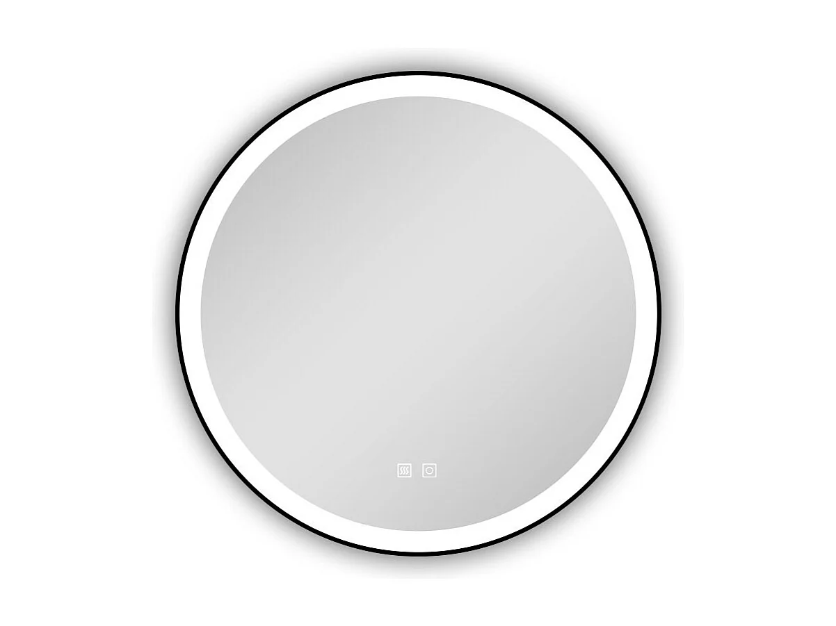 Espejo de baño con Led,70 x 70 cm, Luz led con tres colores,Con función antivaho, bluetooth , reloj digital.Marco negro, diseño contemporáneo.