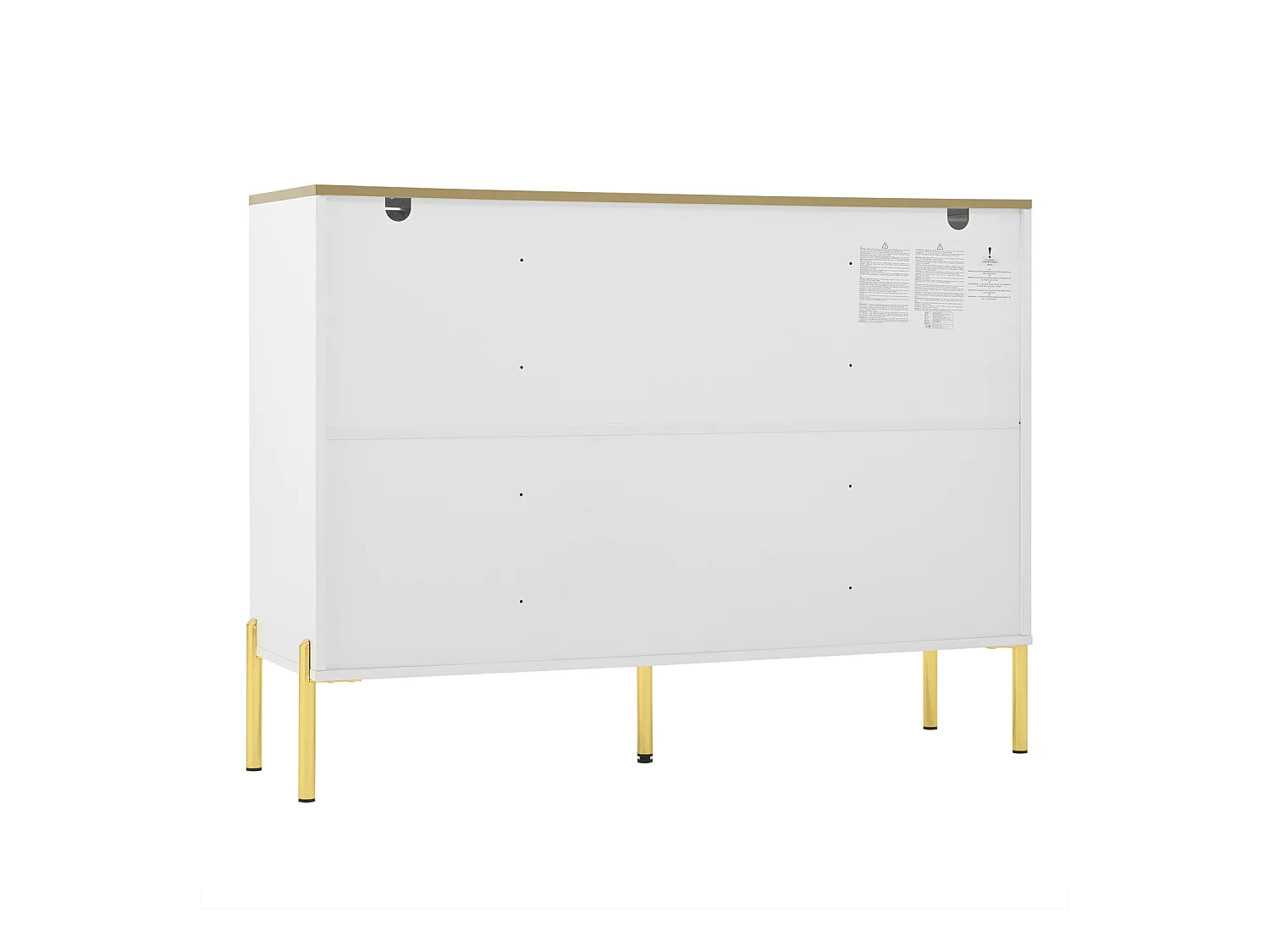 Aparador con frentes de cristal - 120 x 38 x 90 cm - con 2 cajones - Patas regulables - MDF - blanco