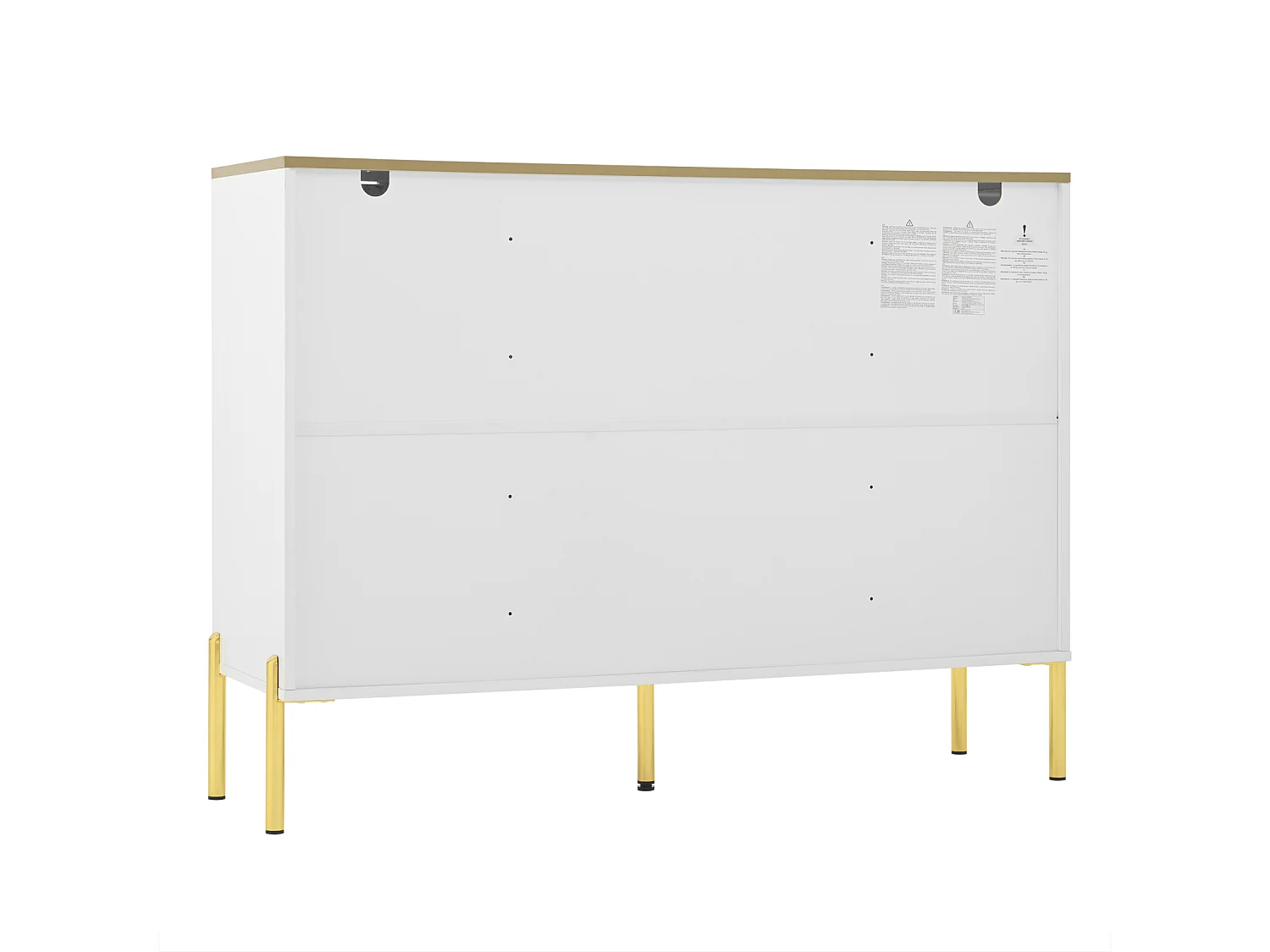 Buffet avec façades vitrées - 120 x38 x 90 cm - avec 2 tiroirs - Pieds réglables - MDF - blanc