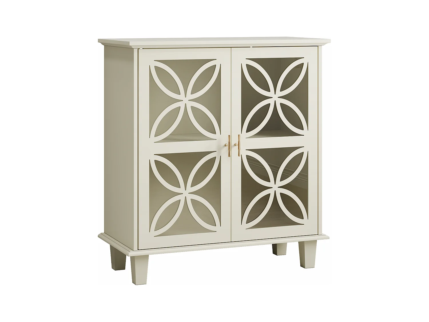 Buffet avec étagères réglables - Console de cuisine moderne rétro - avec deux portes - Crème