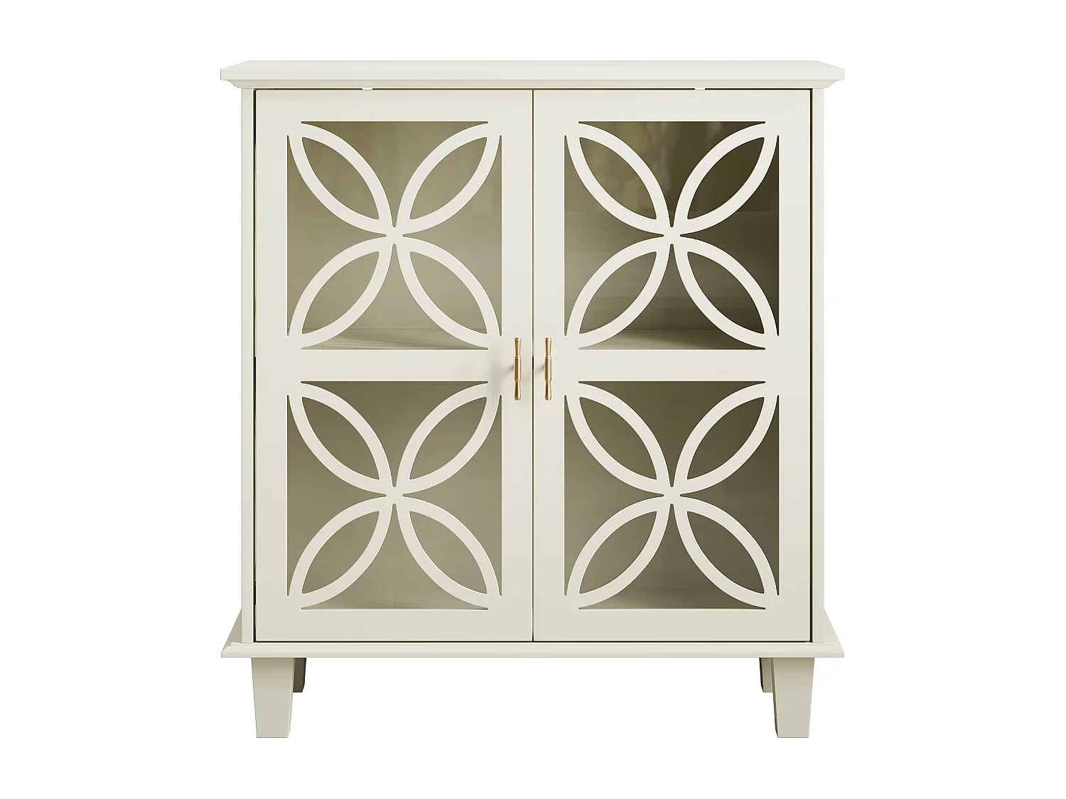 Buffet avec étagères réglables - Console de cuisine moderne rétro - avec deux portes - Crème