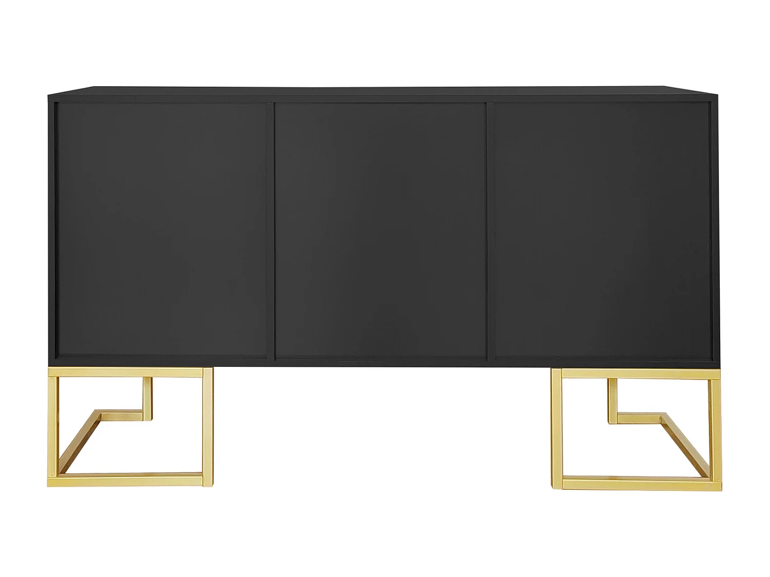 Buffet moderne à 3 portes avec étagères réglables, portes d'armoire en U, 138 x 40 x 80 cm, Noir