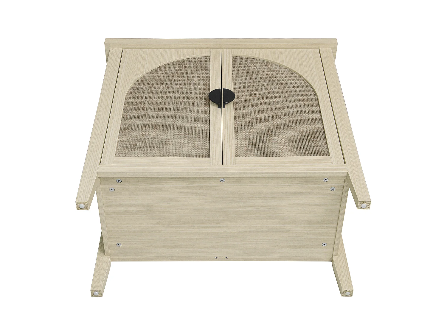 Buffet Salon, Meuble de Rangement avec 2 Portes Effet rotin et étagère réglable, pour Salle, Bois