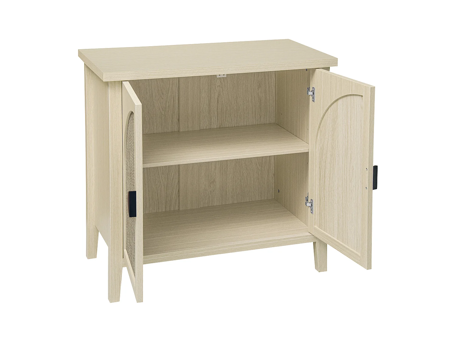 Buffet Salon, Meuble de Rangement avec 2 Portes Effet rotin et étagère réglable, pour Salle, Bois