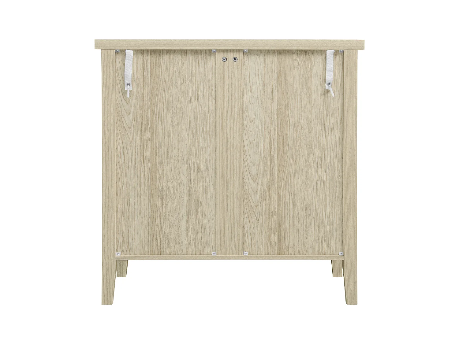 Buffet Salon, Meuble de Rangement avec 2 Portes Effet rotin et étagère réglable, pour Salle, Bois