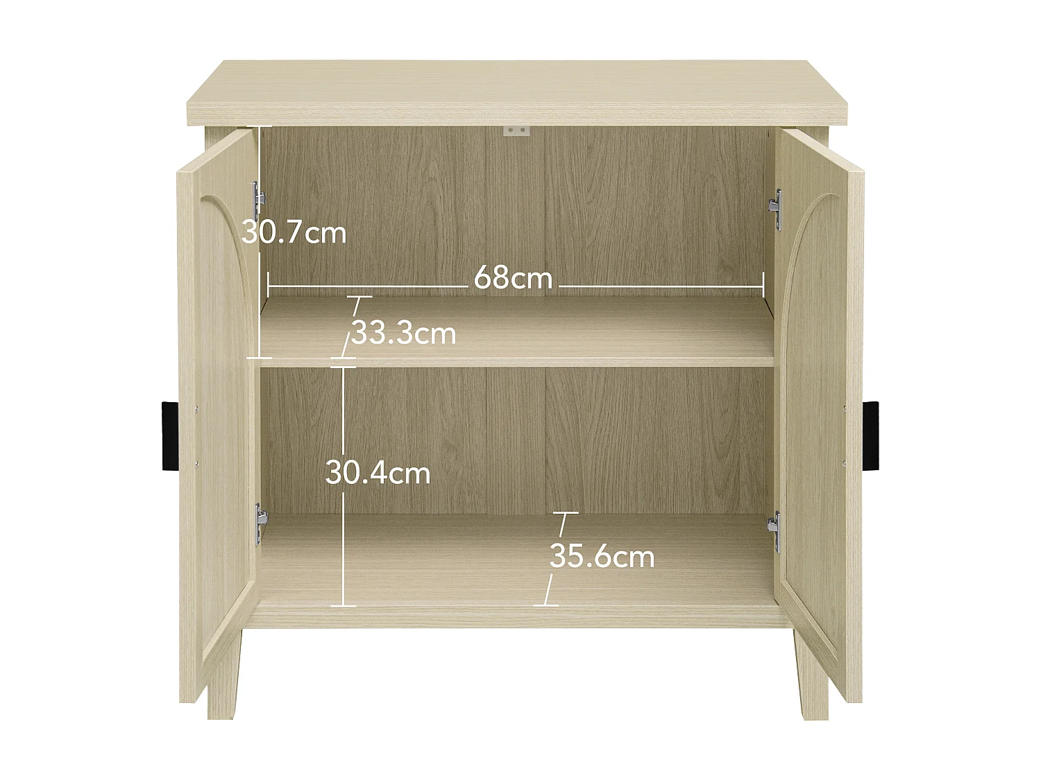 Aparador de salón, mueble de almacenaje con 2 puertas efecto ratán y estante ajustable, para comedor, madera