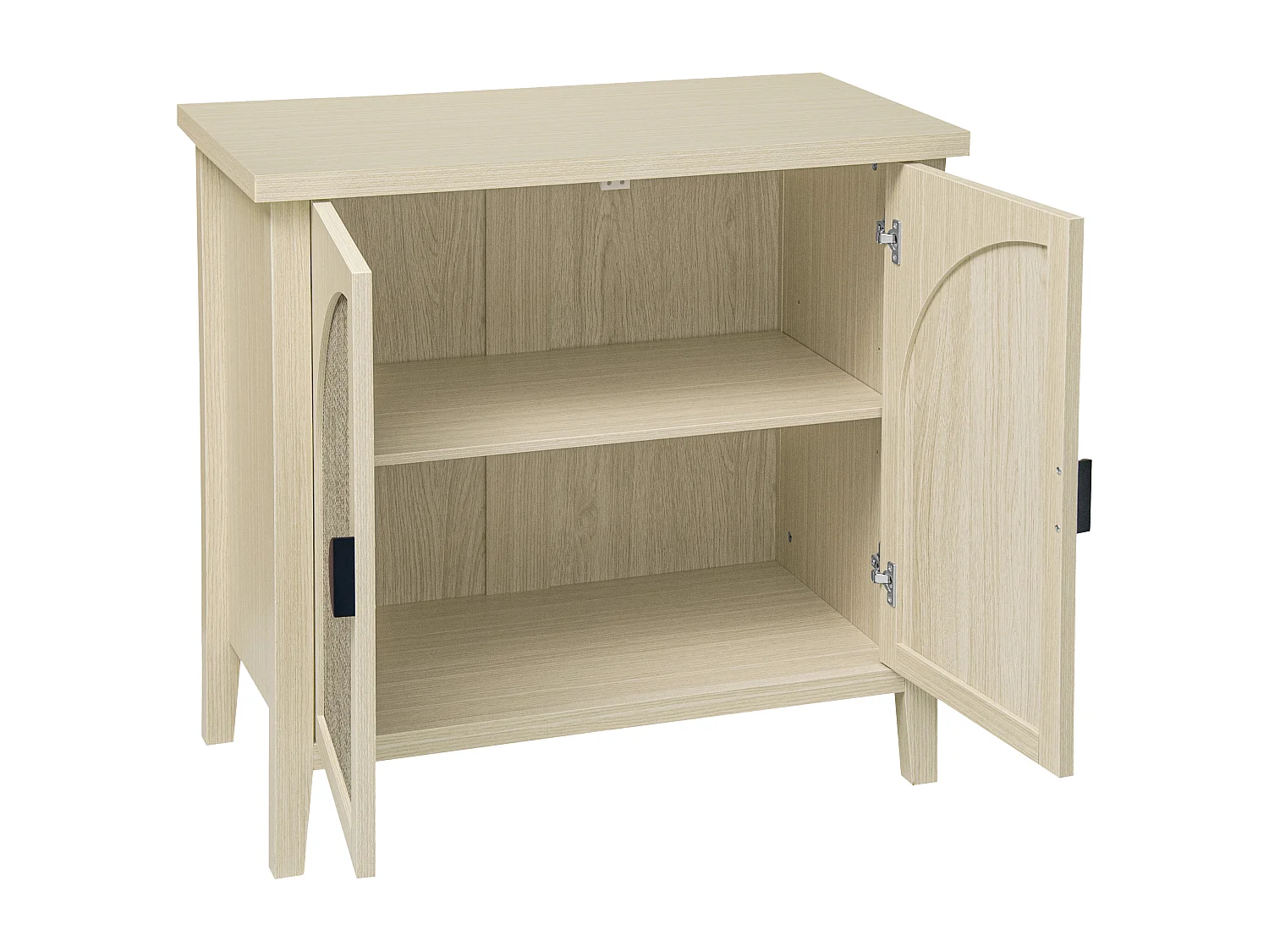 Aparador de salón, mueble de almacenaje con 2 puertas efecto ratán y estante ajustable, para comedor, madera