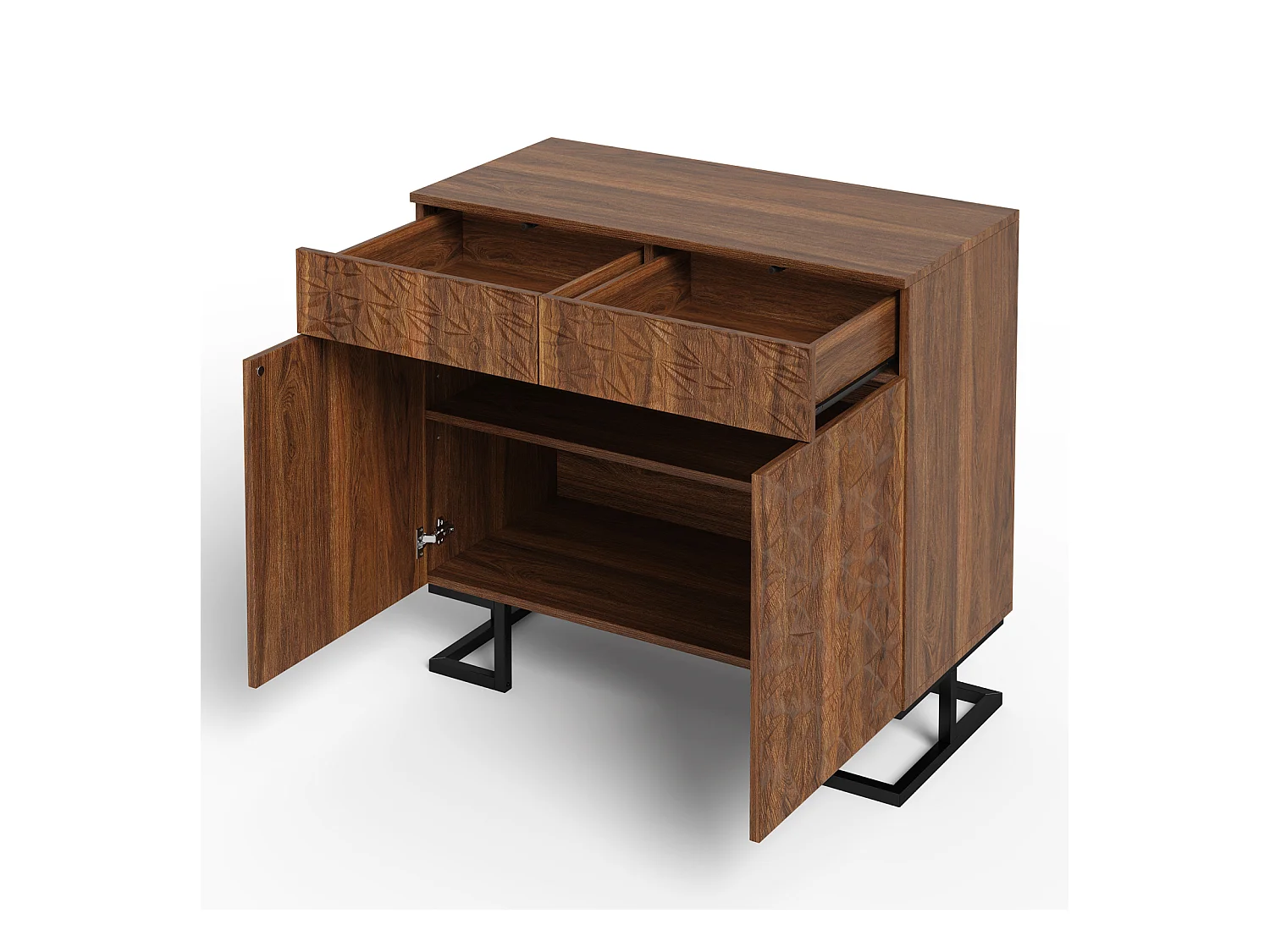 Buffet Commode en MDF 80×40×78cm avec 2 Portes, 2 Tiroirs Rangement - pour Cuisine et Salon