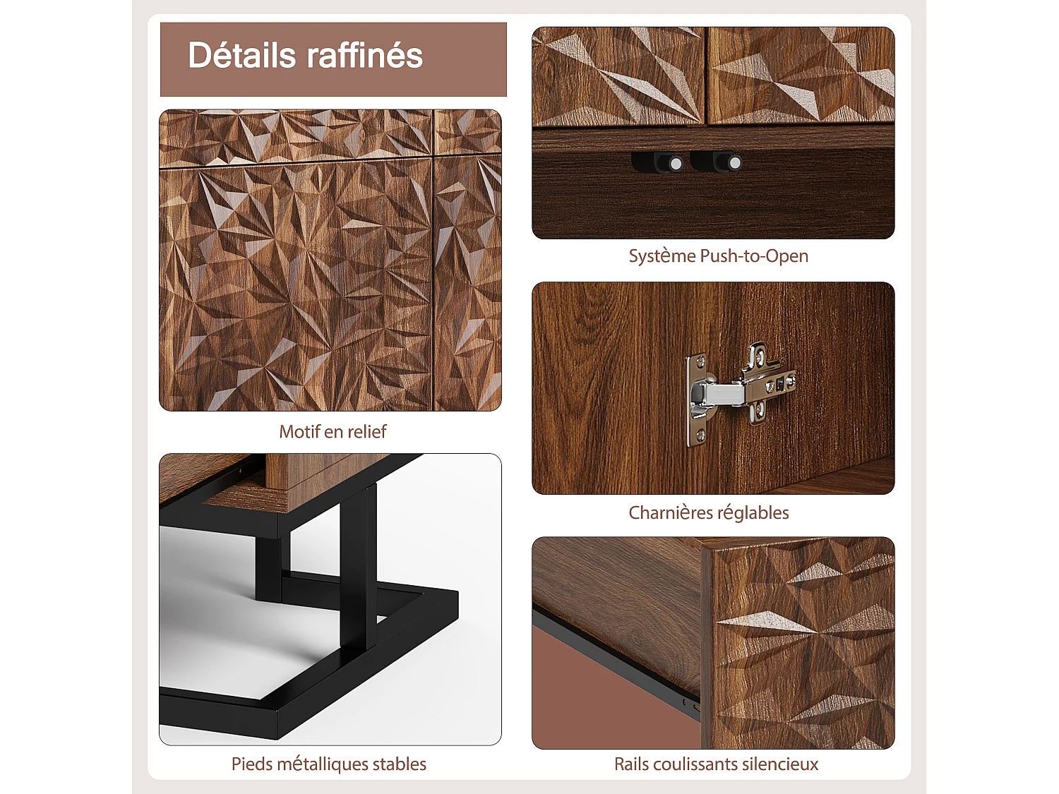 MDF Dressoir Ladekast 80×40×78cm met 2 Deuren, 2 Opberglades - voor Keuken en Woonkamer