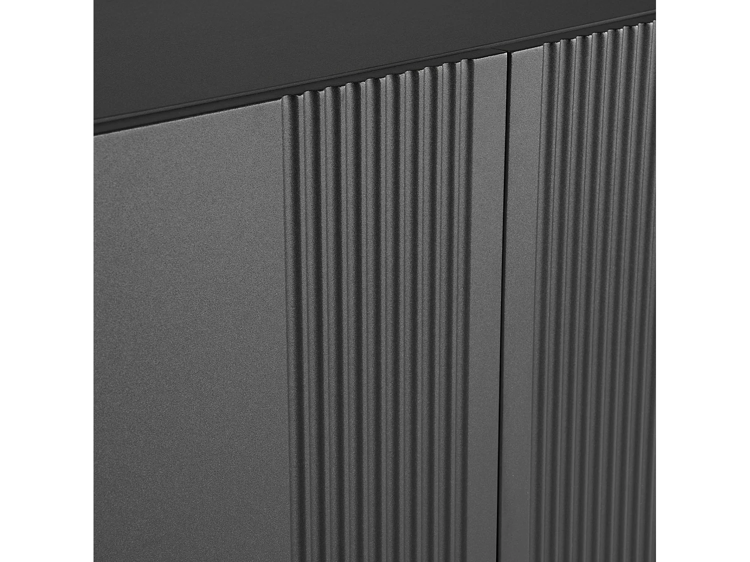 Aparador moderno de 4 puertas sin tiradores, 145 x 41,5 x 80 cm, para salón, comedor, color negro