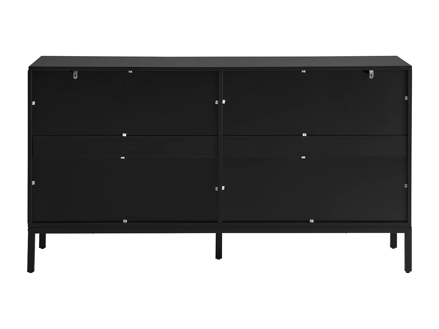 Aparador moderno de 4 puertas sin tiradores, 145 x 41,5 x 80 cm, para salón, comedor, color negro