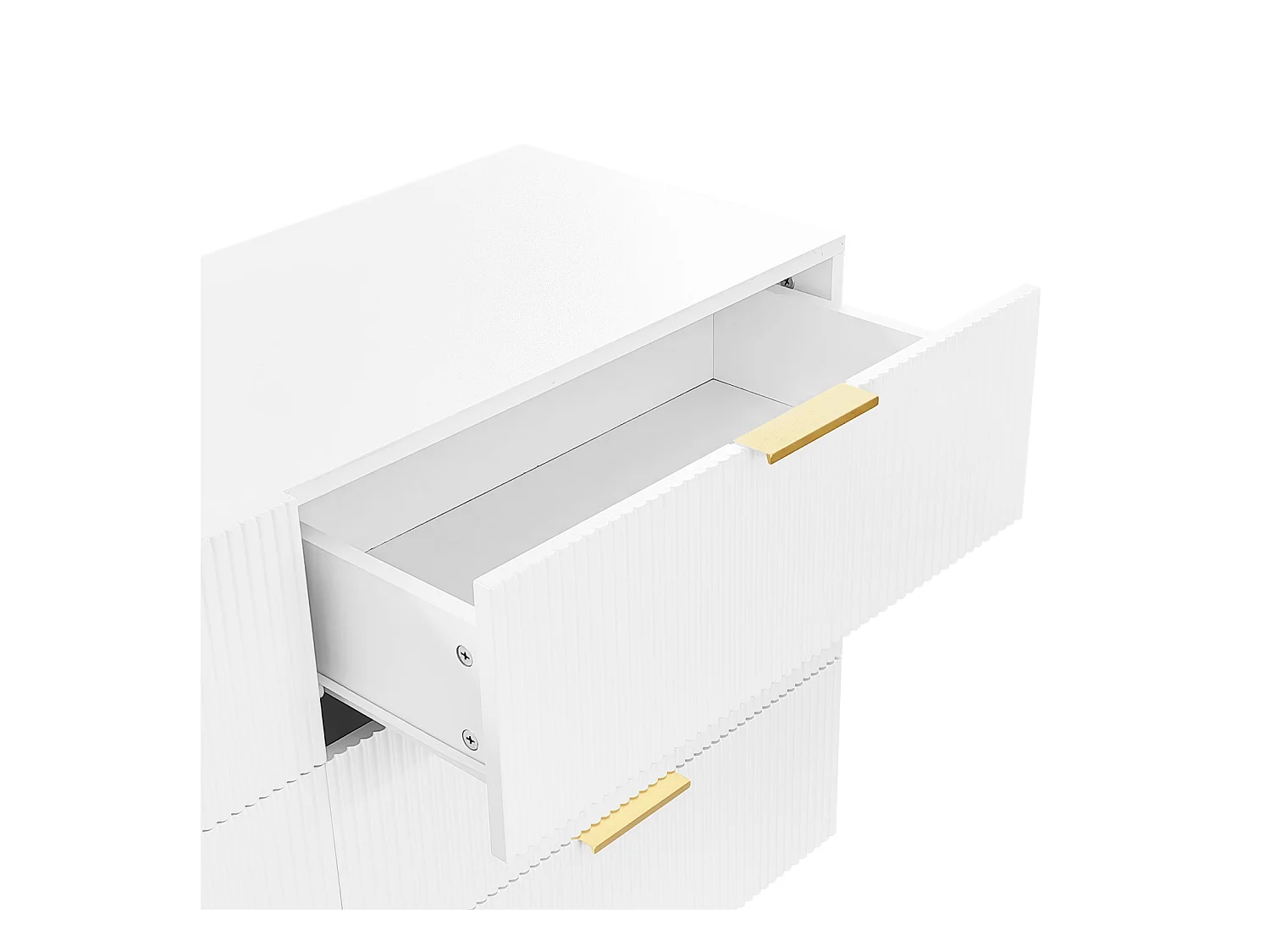 Commode 6 tiroirs Meuble tiroir Rangement Blanc avec Pieds et poignées dorés Meuble