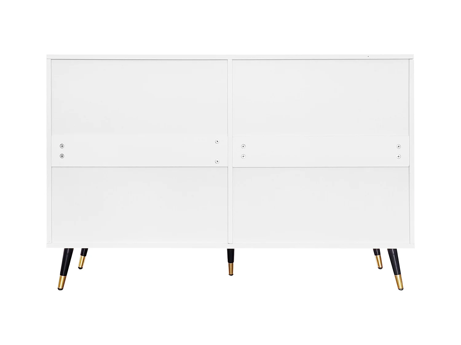 Commode 6 tiroirs Meuble tiroir Rangement Blanc avec Pieds et poignées dorés Meuble