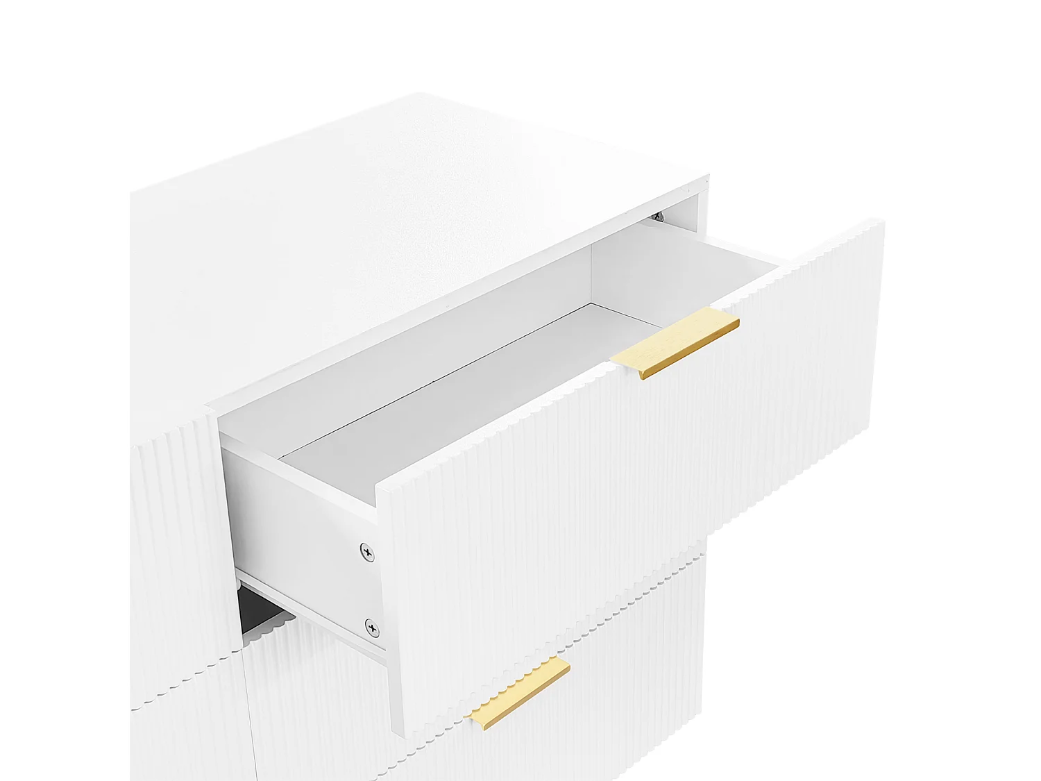 Commode 6 tiroirs Meuble tiroir Rangement Blanc avec Pieds et poignées dorés Meuble