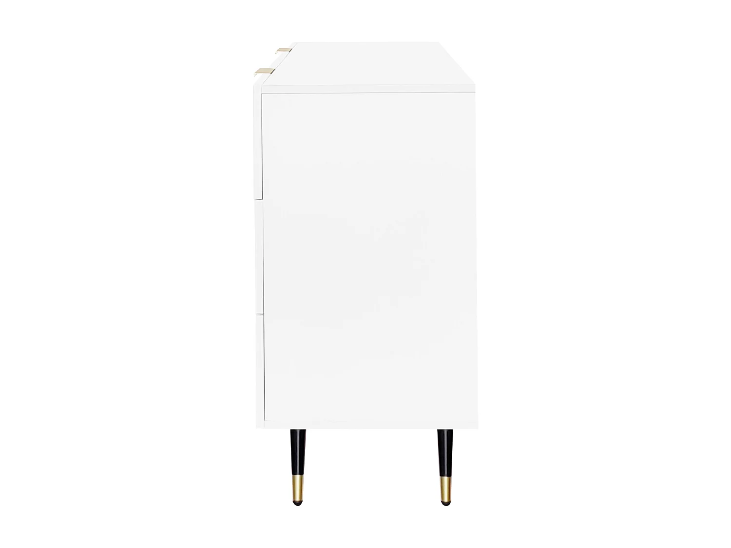 Commode 6 tiroirs Meuble tiroir Rangement Blanc avec Pieds et poignées dorés Meuble