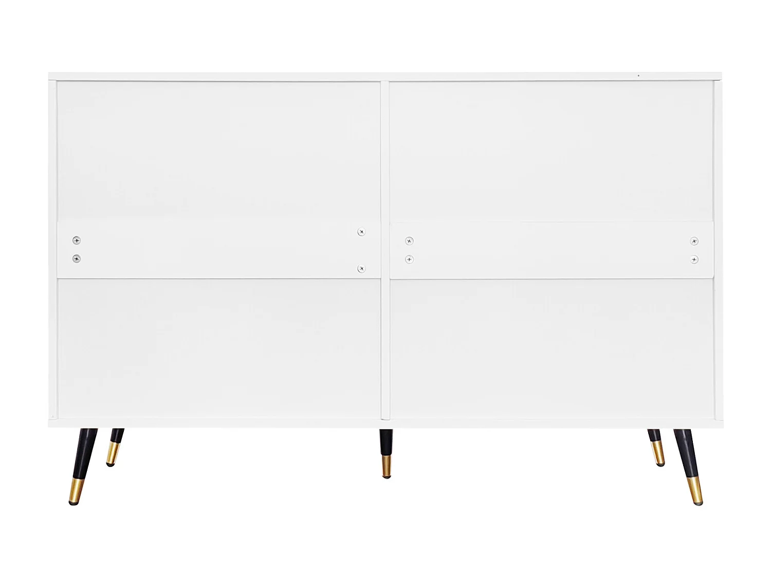 Commode 6 tiroirs Meuble tiroir Rangement Blanc avec Pieds et poignées dorés Meuble