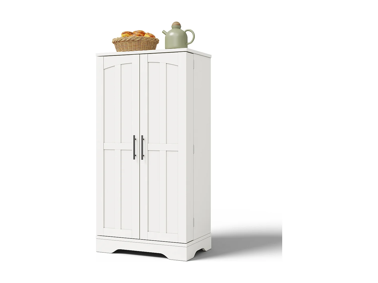 Buffet Cuisine Autoportant, Meuble Cuisine de Rangement 60 x 40 x 120 CM à Porte, Garde-Corps, Blanc