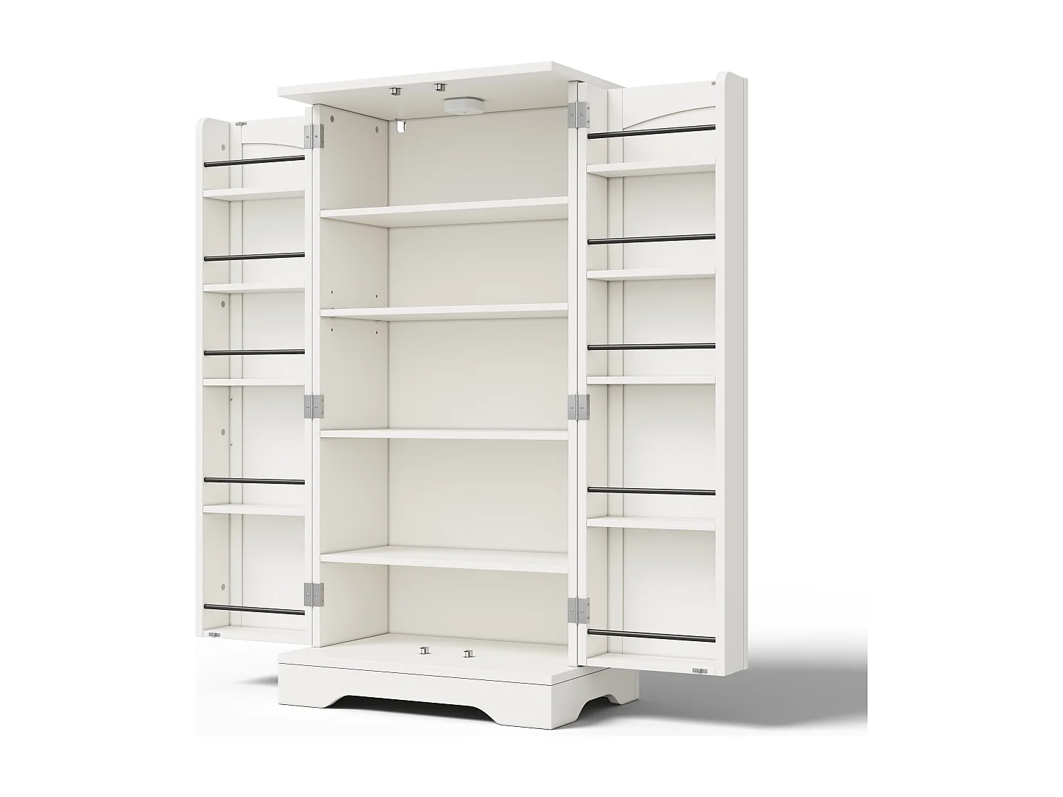 Buffet Cuisine Autoportant, Meuble Cuisine de Rangement 60 x 40 x 120 CM à Porte, Garde-Corps, Blanc