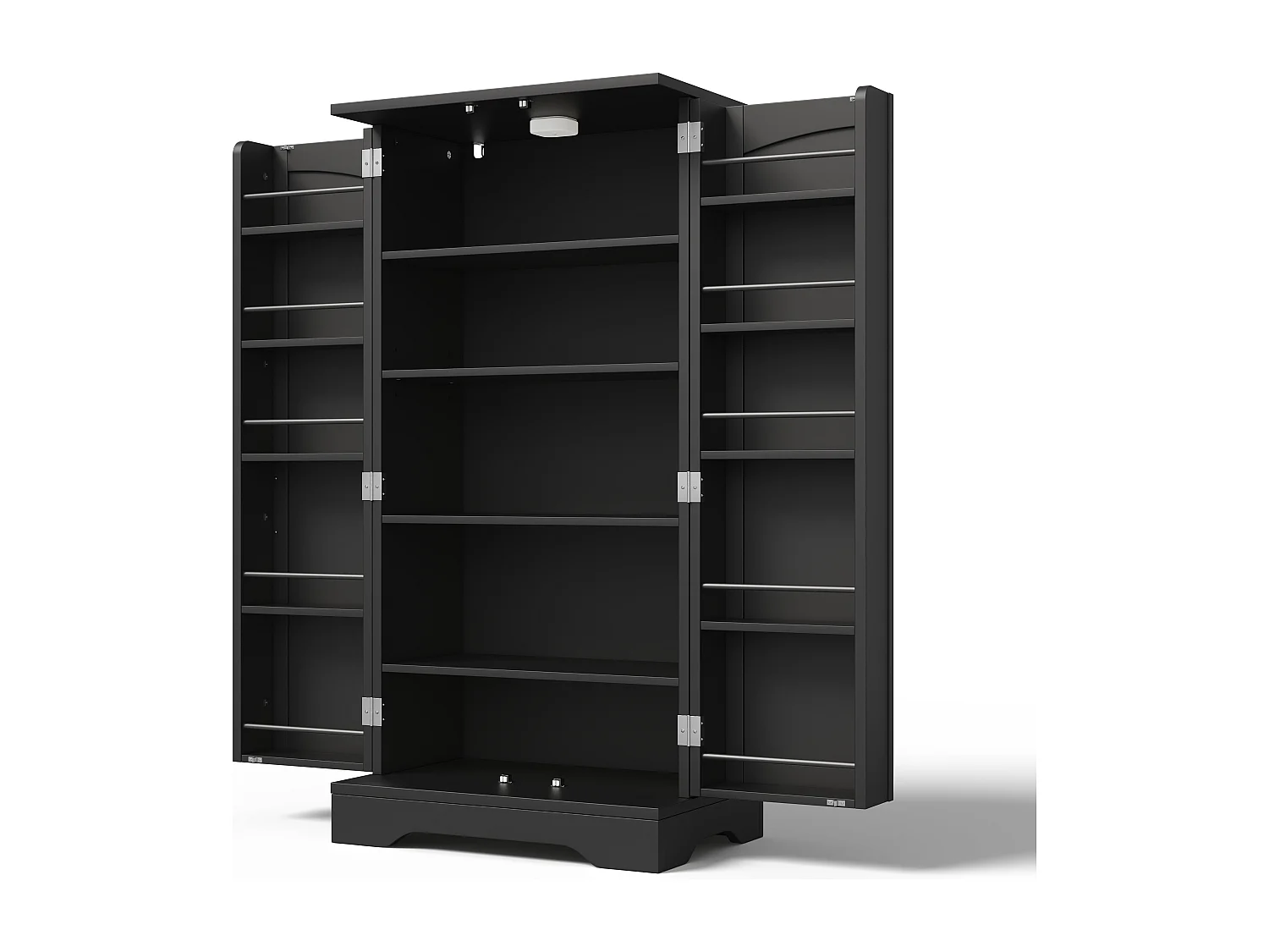 Buffet Cuisine Autoportant, Meuble Cuisine de Rangement 60 x 40 x 120 CM à Porte, Garde-Corps, Noir
