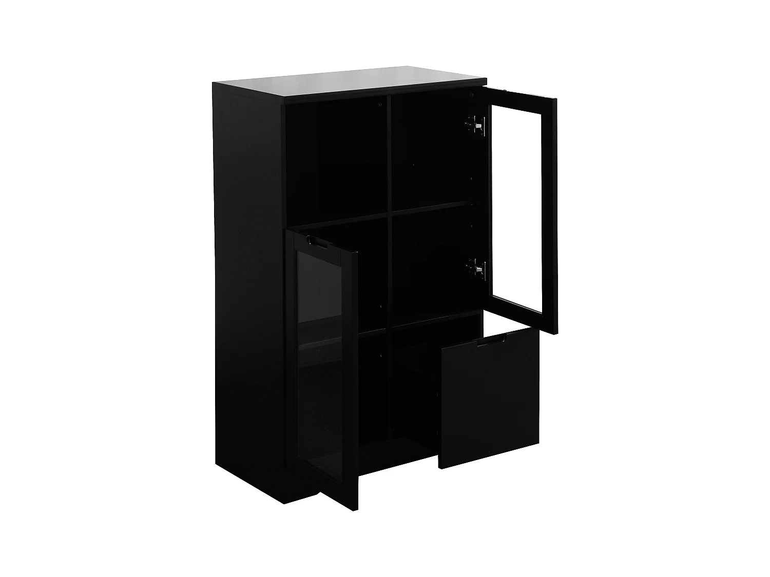 Buffet avec Portes vitrées et tiroirs,Meubles de Rangement pour Le Salon avec étagères Ouvertes,NOir