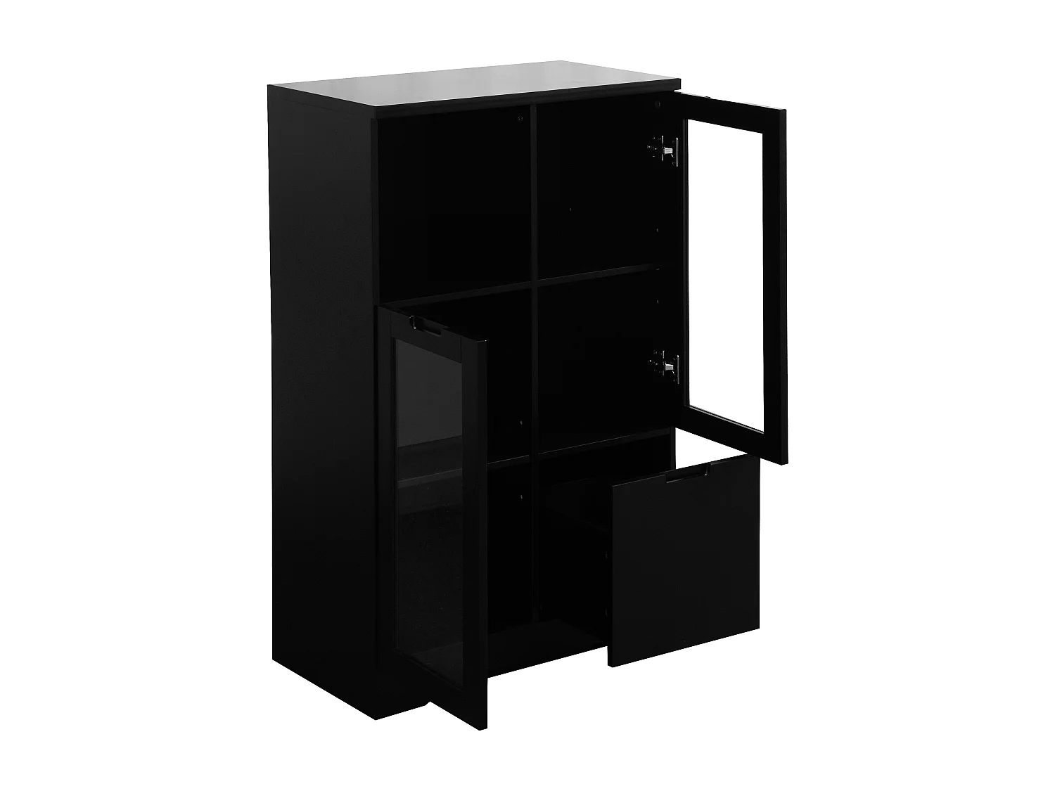 Buffet avec Portes vitrées et tiroirs,Meubles de Rangement pour Le Salon avec étagères Ouvertes,NOir