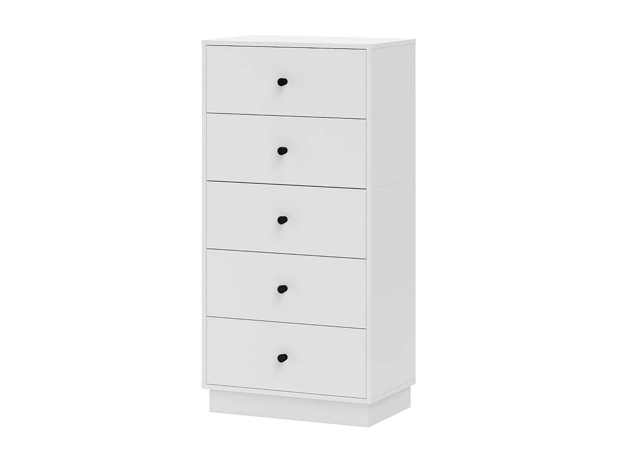Commode Sideboard avec 5 tiroirs, Armoire à tiroirs Commode pour Salon Couloir 47 x 29 x 95 cm Blanc