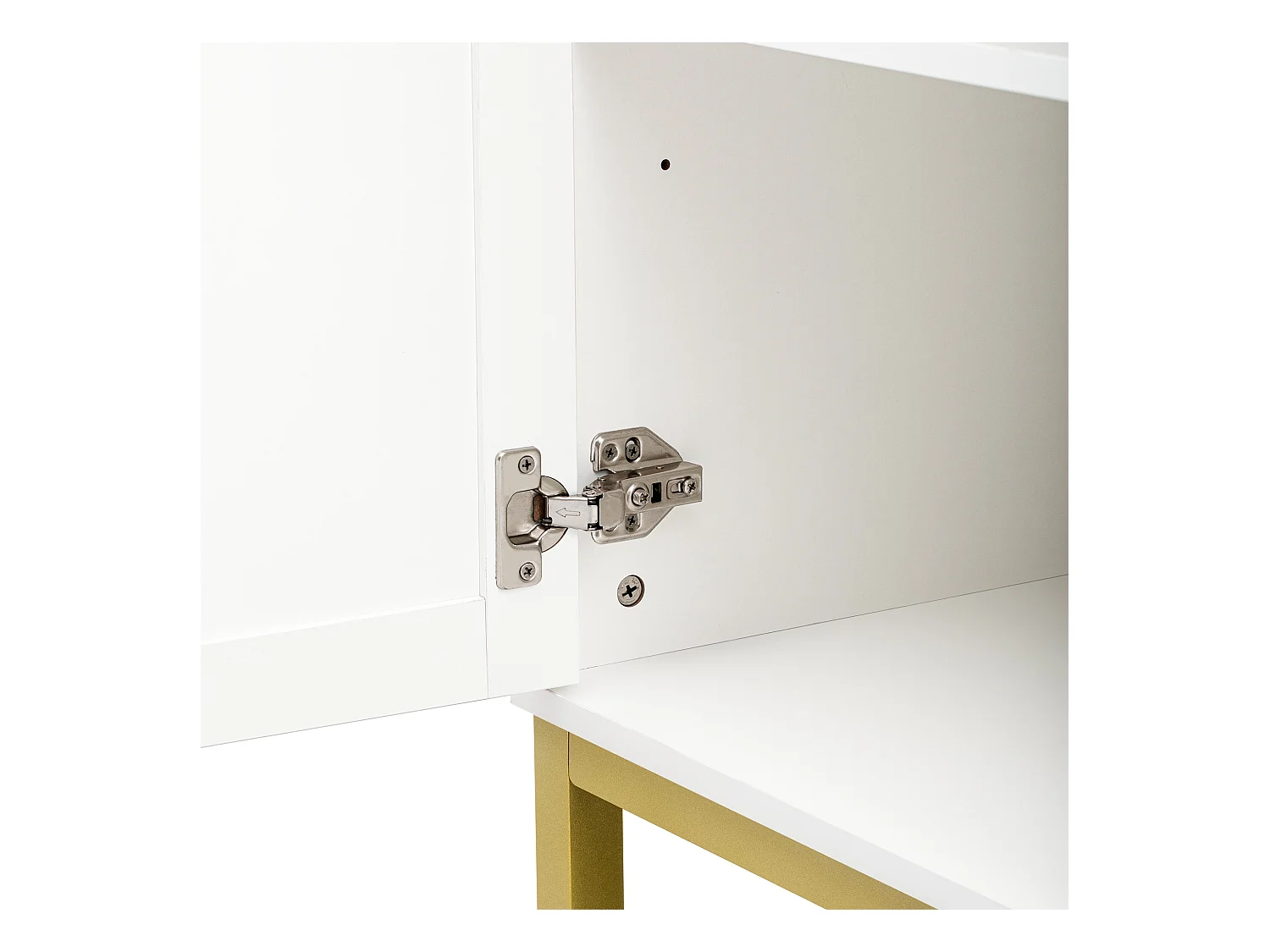 Buffet moderne avec 3 portes - 140 x 40 x 80 cm - MDF - pour salon ou cuisine - Blanc et or