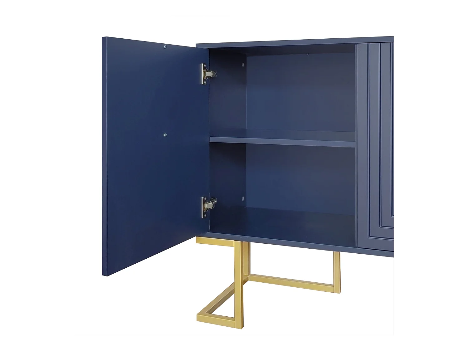 Buffet moderne à 3 portes avec étagères réglables, portes d'armoire en U, 138 x 40 x 80 cm, Blue