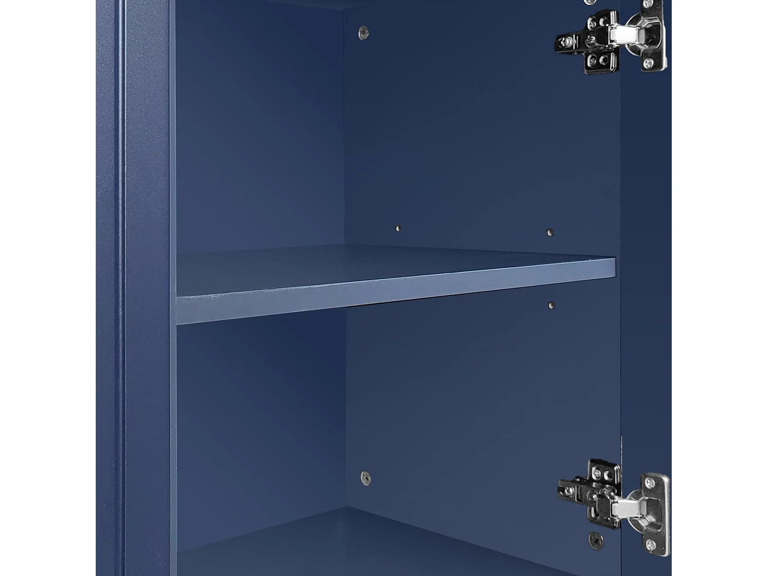 Aparador moderno de 3 puertas con estantes regulables, puertas en forma de U, 138 x 40 x 80 cm, Azul