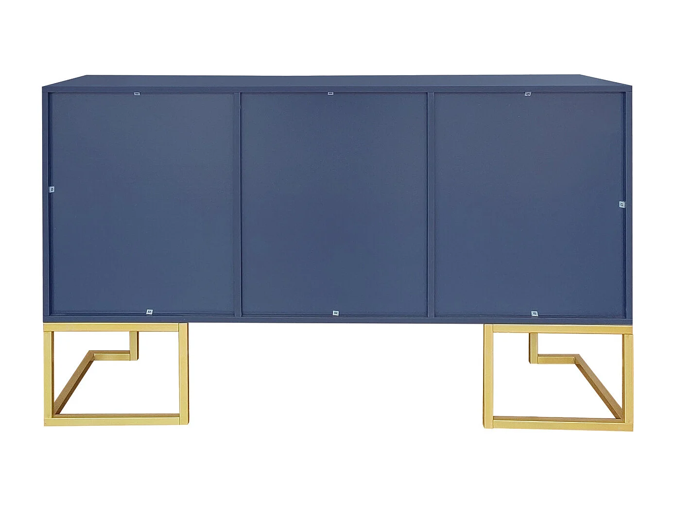 Aparador moderno de 3 puertas con estantes regulables, puertas en forma de U, 138 x 40 x 80 cm, Azul