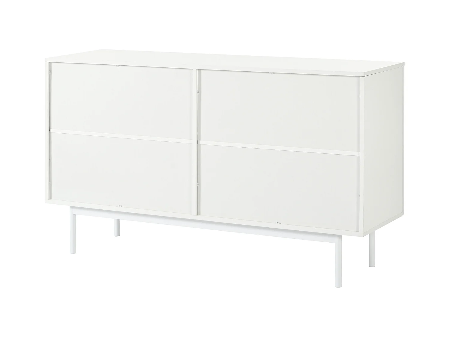 Credenza minimalista 140 x 42 x 80 cm, con 4 ante, per sala da pranzo e soggiorno, bianca