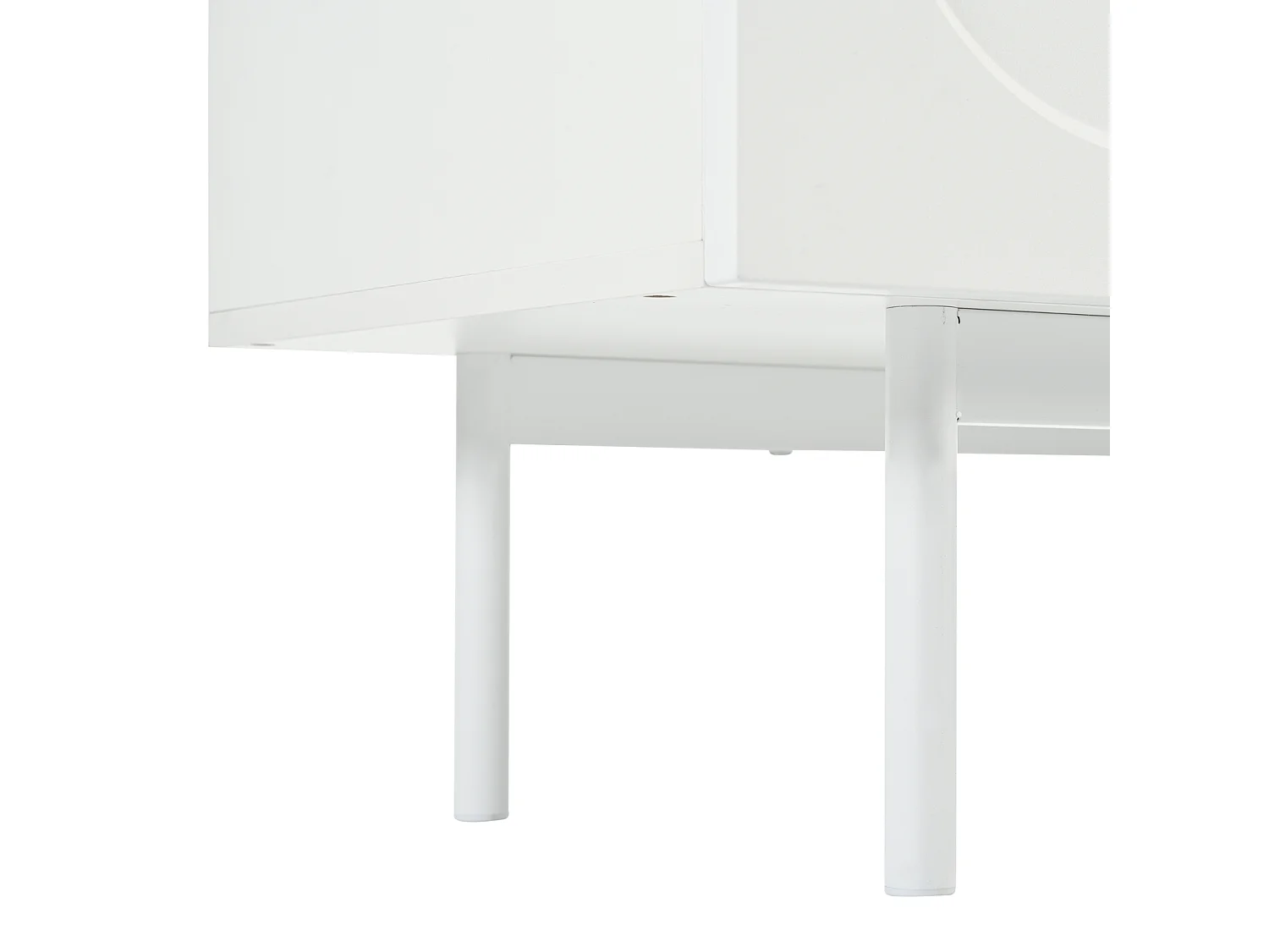 Buffet minimaliste 140 x 42 x 80 cm, avec 4 portes, pour la salle à manger et le salon, blanc
