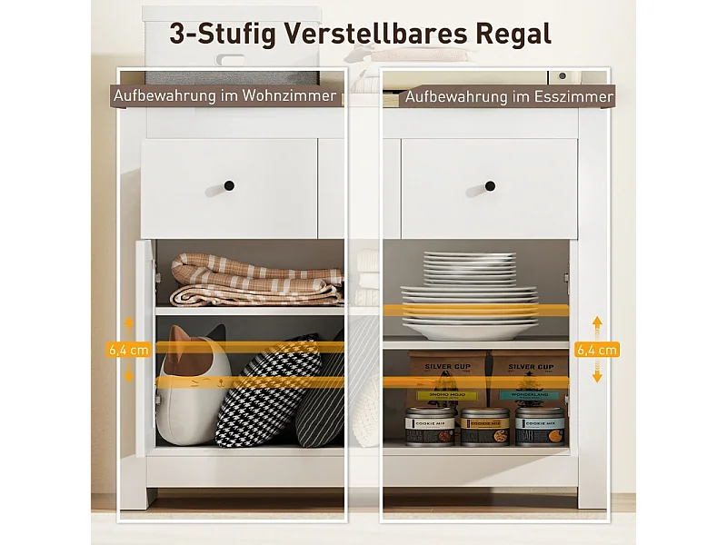 Keuken dressoir, opbergmeubel, eetkamerkast met 2 deuren en 2 lades woonkamer