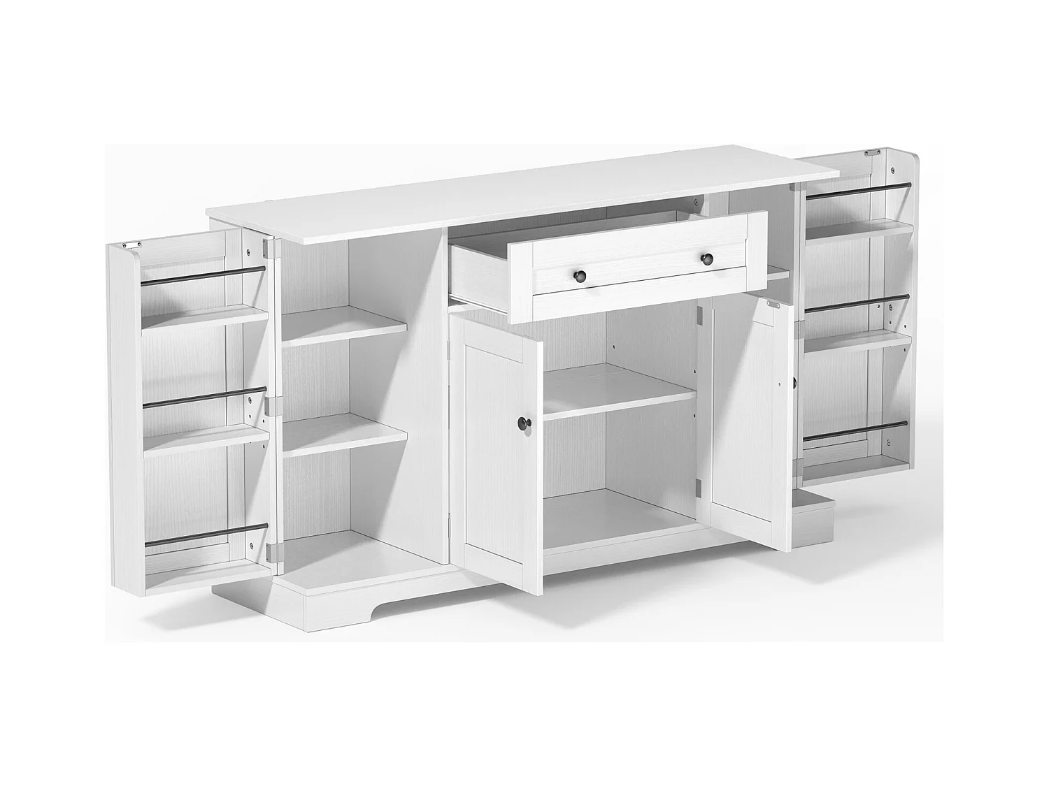 Buffet Cuisine Multifonctionnel, Armoire de Rangement avec tiroir, étagères, 138 x 40 x 85cm, Blanc