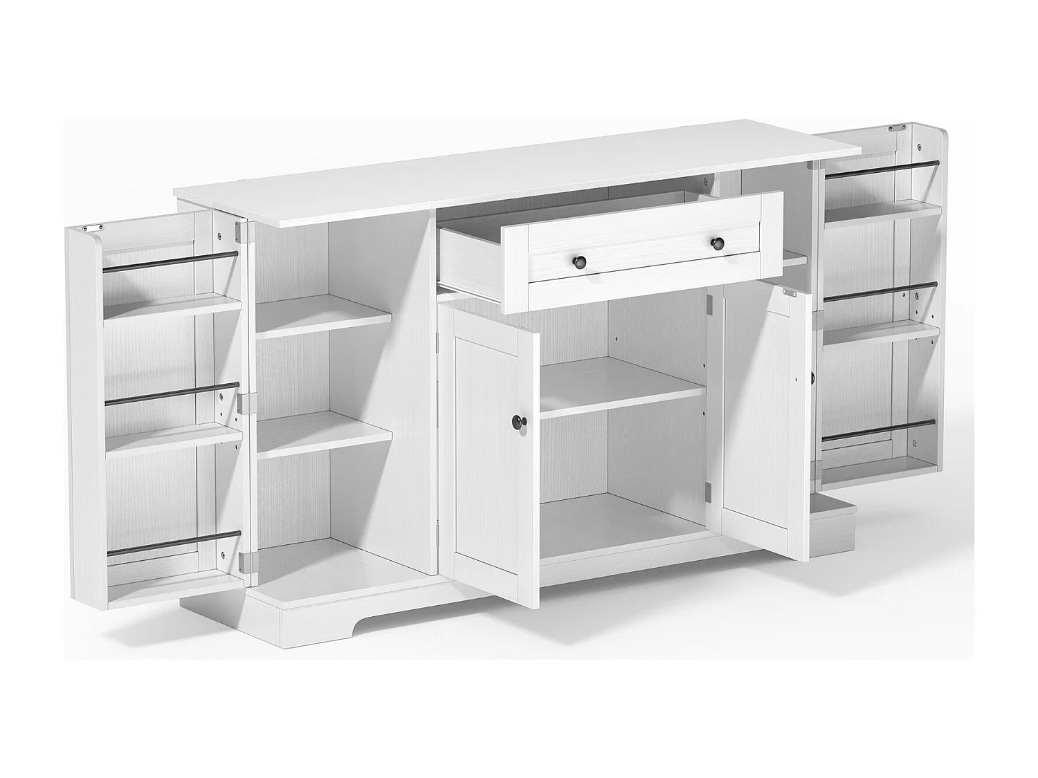 Buffet Cuisine Multifonctionnel, Armoire de Rangement avec tiroir, étagères, 138 x 40 x 85cm, Blanc