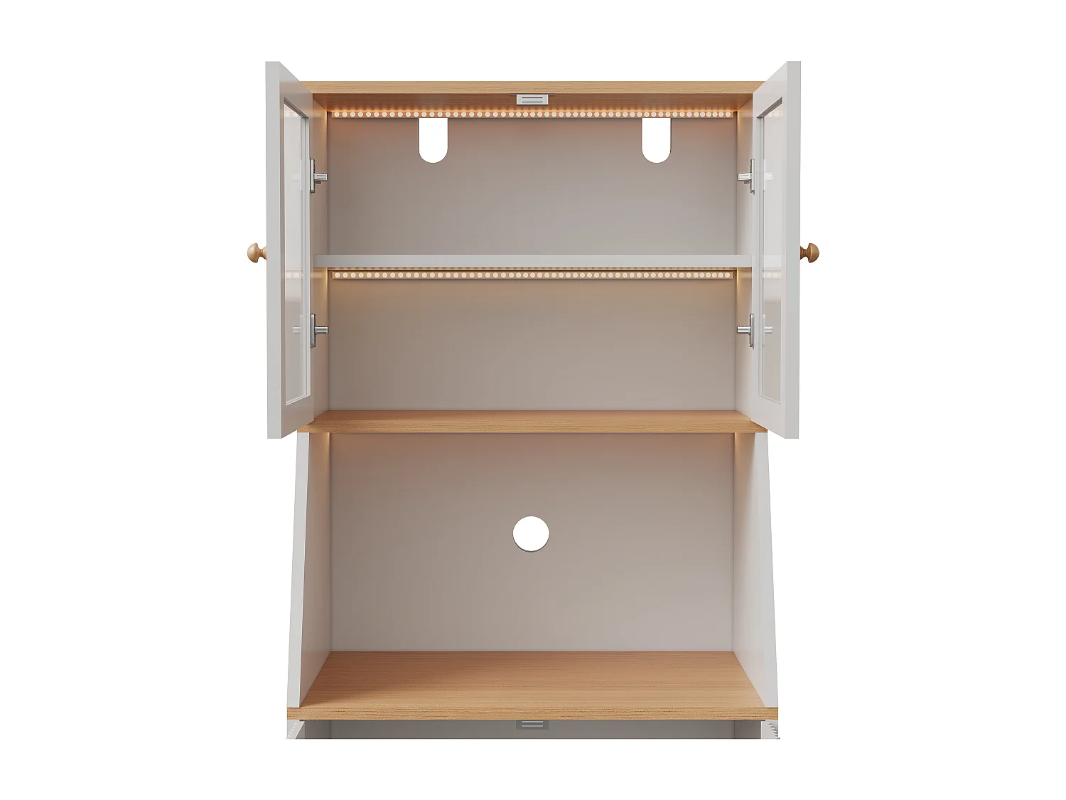 Buffet Haut, avec Plan de Travail et 4 Compartiments de Rangement, avec LED, 40 X 70 X 180 Cm, Blanc