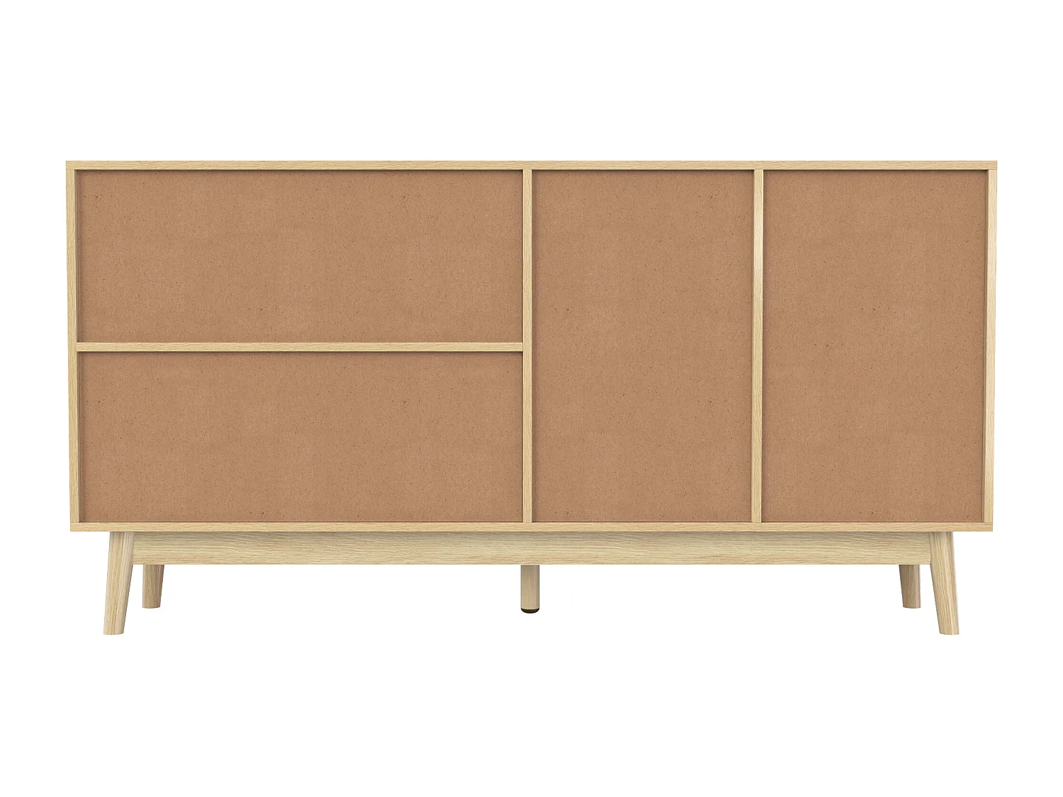 Aparador de salón con 3 puertas correderas de ratán auténtico y 2 cajones, mueble de almacenaje, madera