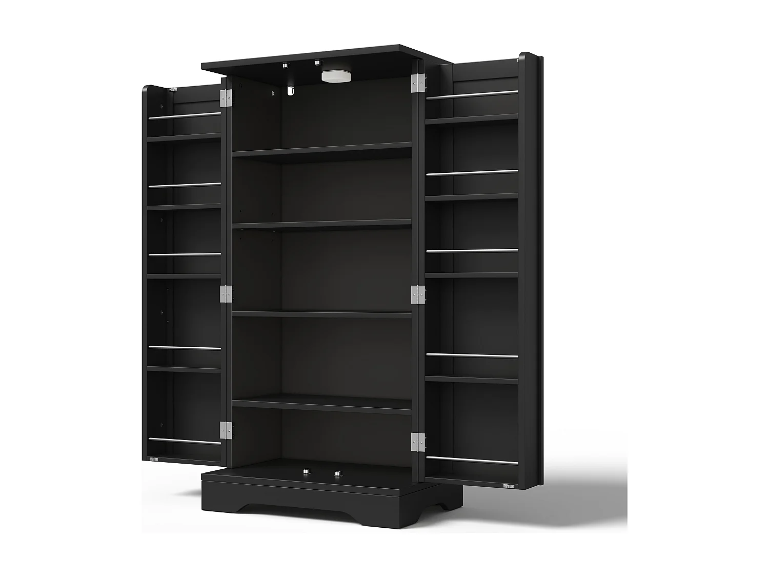 Aparador de cozinha com porta dupla e dispositivo antitombamento, 60 x 40 x 120 cm, preto