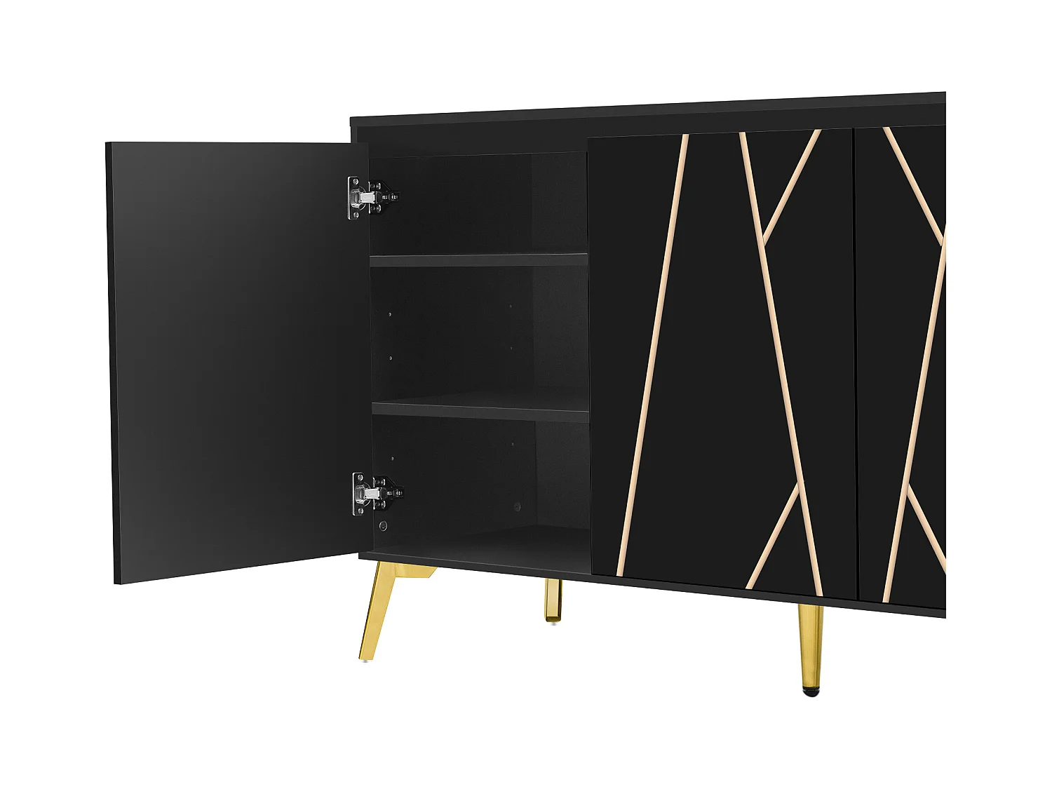 Buffet moderne avec 3 portes - 140 x 40 x 80 cm - MDF - pour salon ou cuisine - Noir et or
