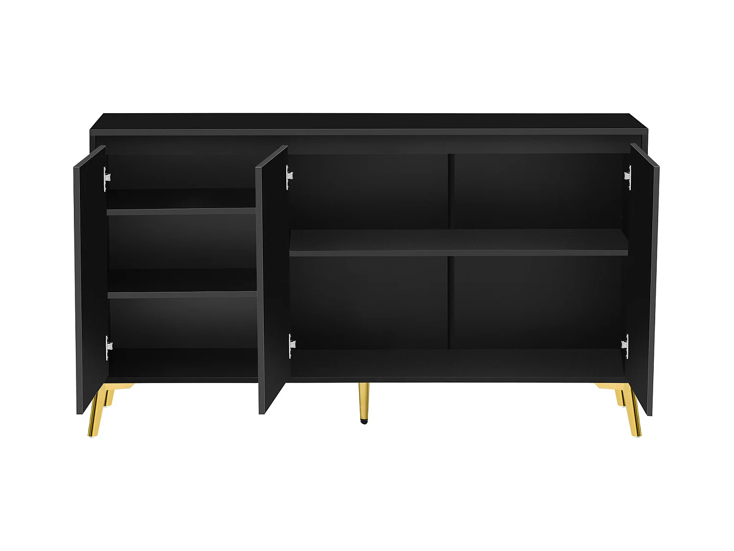 Buffet moderne avec 3 portes - 140 x 40 x 80 cm - MDF - pour salon ou cuisine - Noir et or
