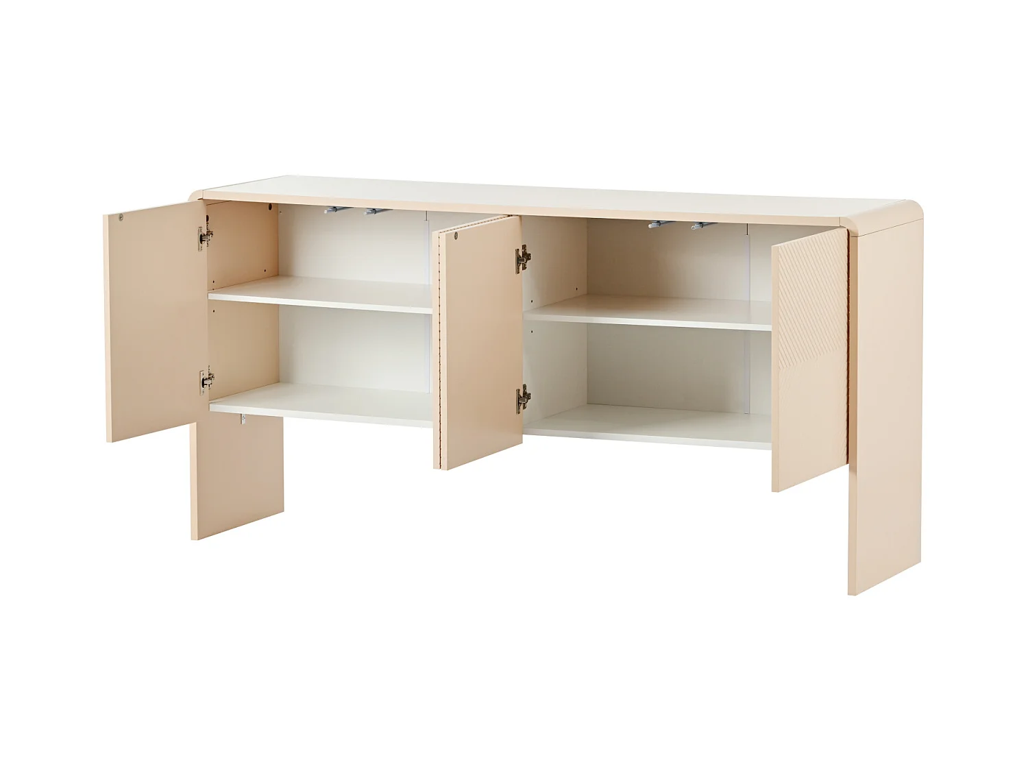 Buffet Sideboard 4 portes avec système anti-rebond, pour salon et entrée, couleur abricot crème