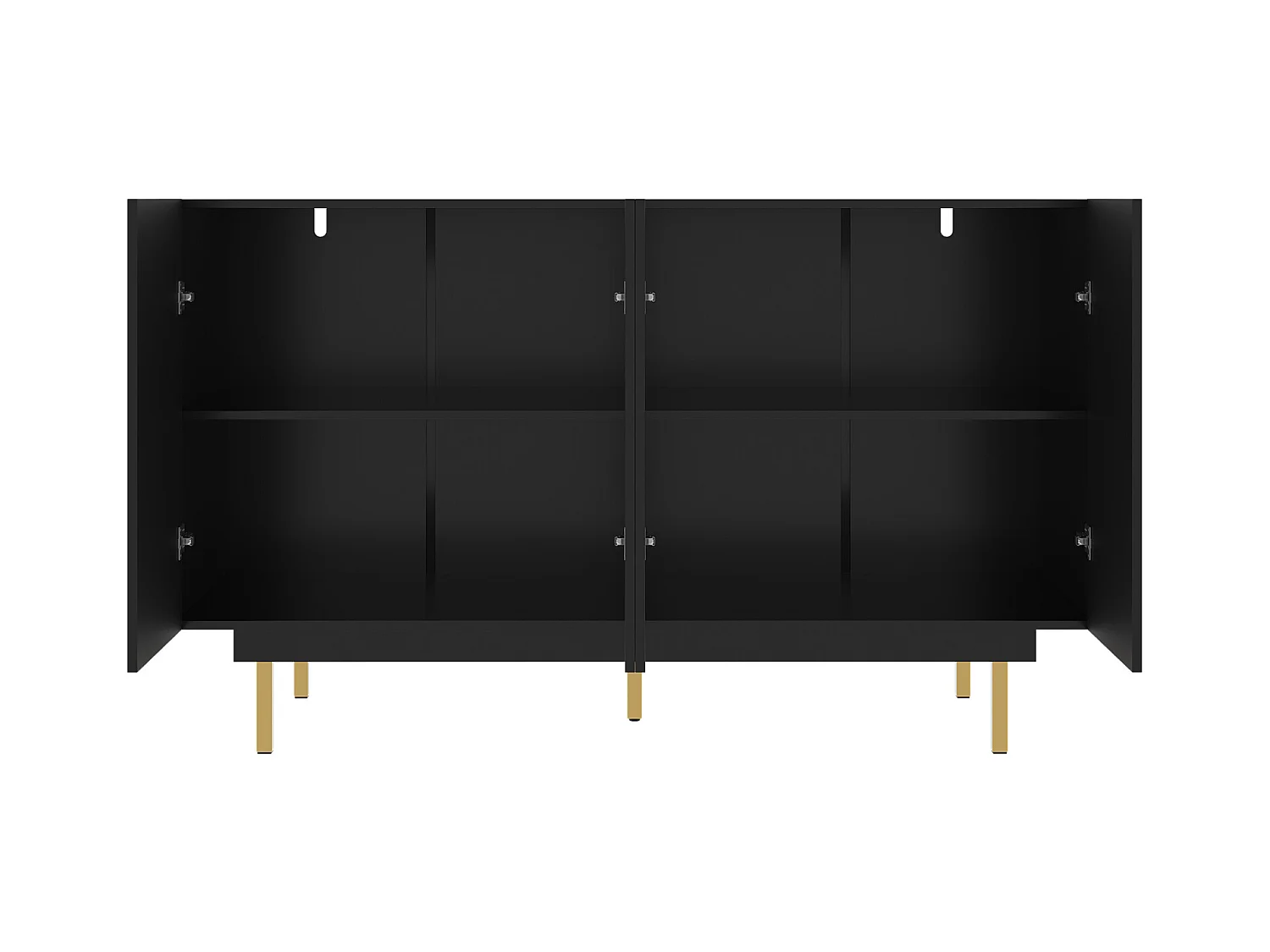 Aparador minimalista 140×38,5×82,5 cm 2 puertas y balda, para comedor y salón, Negro